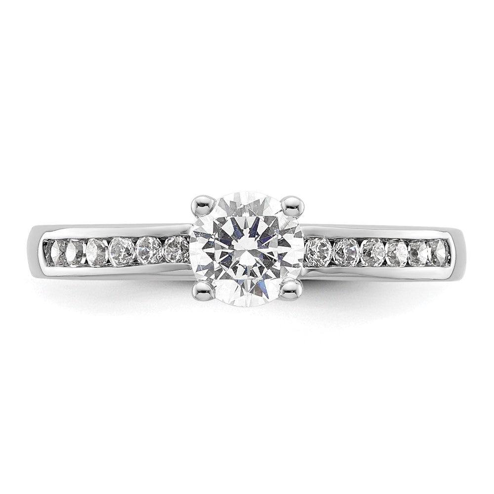 14K White Gold 3/4 carat Lab Grown Diamond VS/SI+ G+ Round Complete Channel Set Shared Prong Engagement Ring