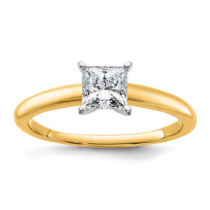 14K Two-Tone Gold Two-tone 3/4 carat Lab Grown Diamond VS+ F+ Princess Complete Solitaire Engagement Ring