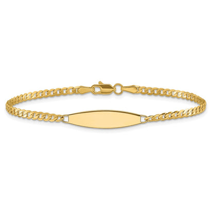 14K Yellow Gold Polished Solid Chain/Solid Plate Curb Link 36x5.1mm Plate 7 Inch ID Bracelet