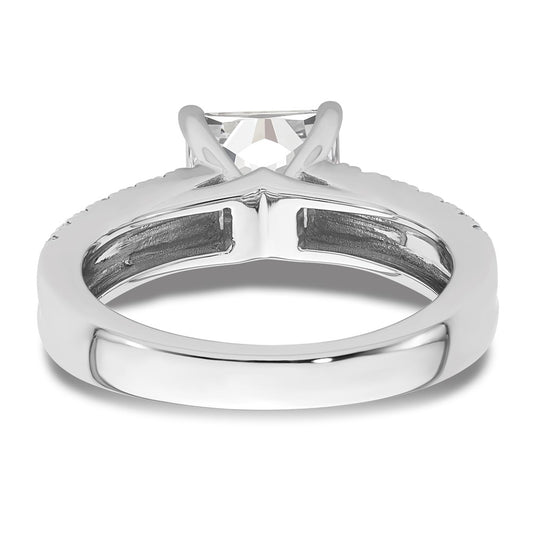 14K White Gold 2 carat Certified Lab Grown Diamond VS/SI+ G+ Princess Complete Engagement Ring