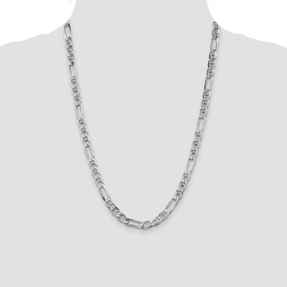 Sterling Silver Rhodium-plated 6.5mm Figaro Anchor 24 Inch Chain