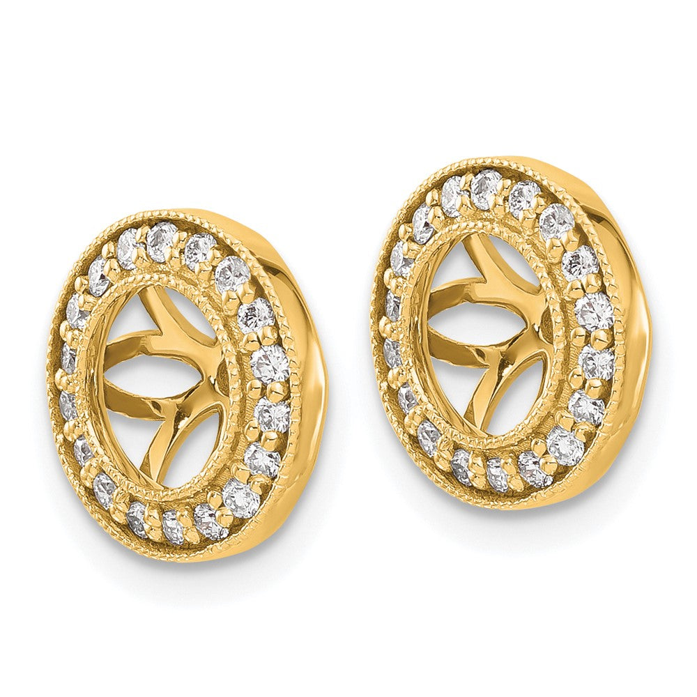 14K Yellow Gold 1/3 carat Diamond Circle Earring Jackets