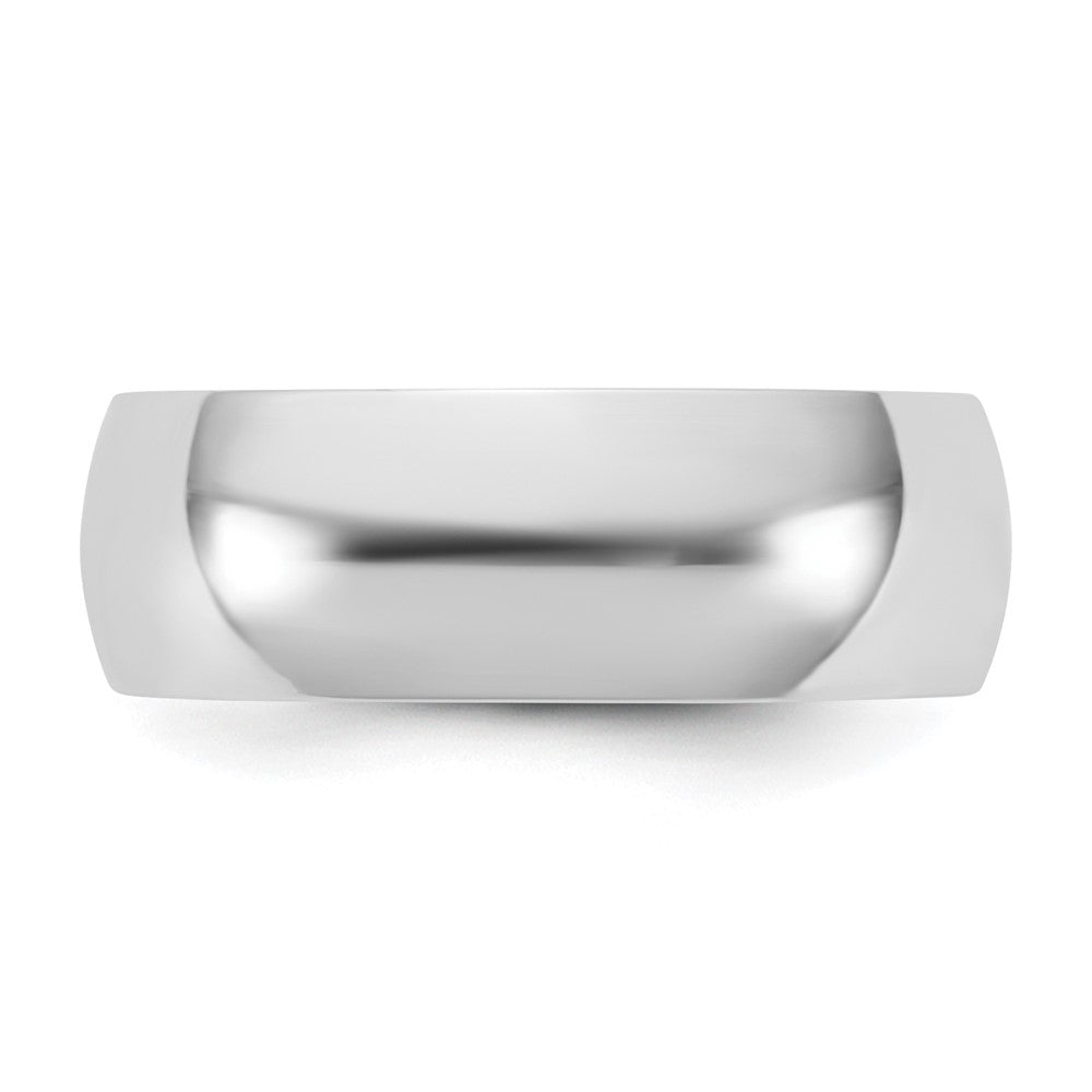 14k White Gold 6.5mm LTW Half Round Wedding Band Ring