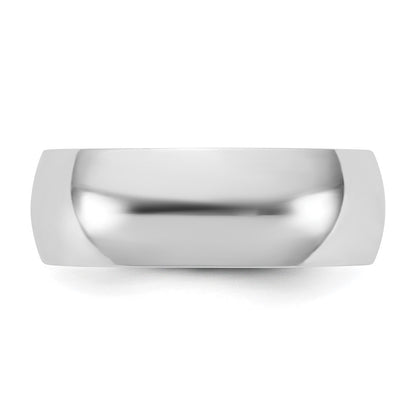 14k White Gold 6.5mm LTW Half Round Wedding Band Ring