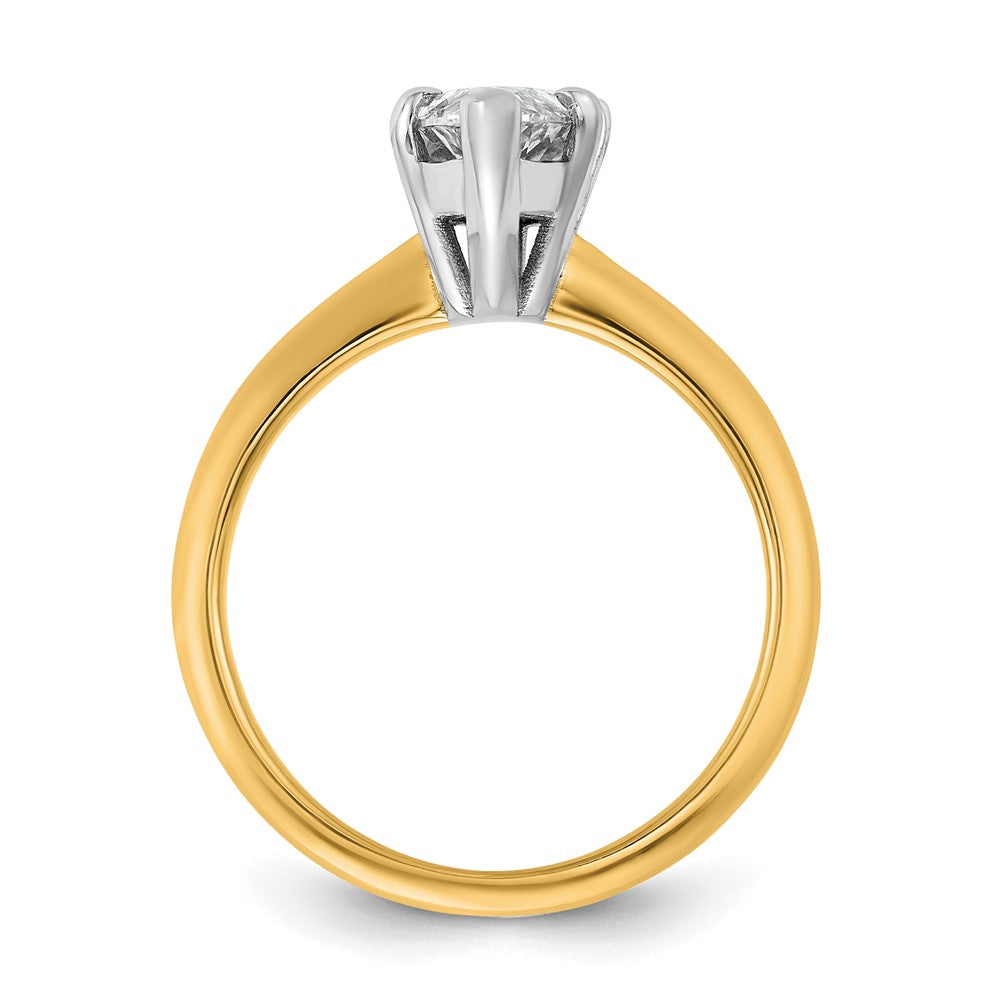 14K Two-Tone Gold Two-tone 2 carat Certified Lab Grown Diamond VS+ F+ Marquise Solitaire Complete Engagement Ring