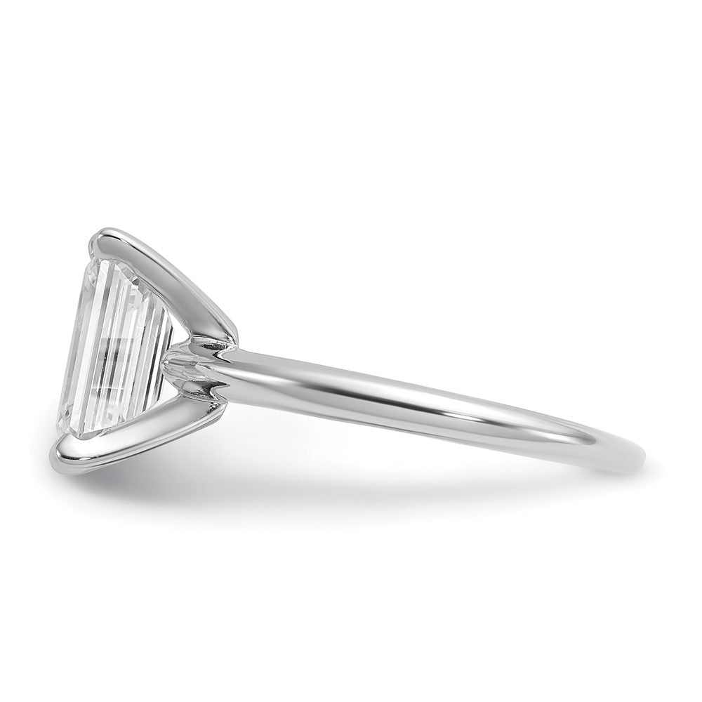 14K White Gold 2 1/2 carat Certified Lab Grown Diamond VS+ F+ Emerald Solitaire Complete Engagement Ring