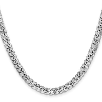 14K White Gold 6mm Semi-Solid Miami Cuban 22 Inch Chain