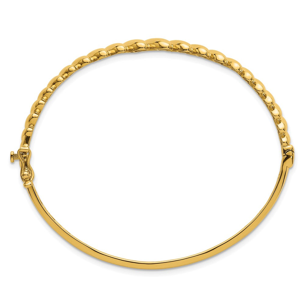 14K Yellow Gold Polished Graduated Ovals Fancy Hinged Oval Bangle Bracelet