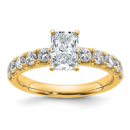 14K Yellow Gold 1 3/4 carat Certified Lab Grown Diamond VS+ F+ Radiant Complete Engagement Ring