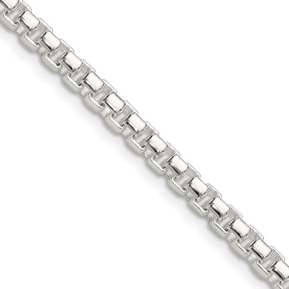 Sterling Silver Polished 4mm Round Box 30 Inch Chain