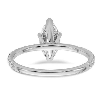 14K White Gold 1 3/8 carat Certified Lab Grown Diamond VS/SI+ G+ Marquise Complete Solitaire with Flair Engagement Ring