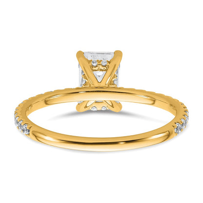 14K Yellow Gold 1 3/8 carat Certified Lab Grown Diamond VS+ F+ Emerald Complete Solitaire with Flair Engagement Ring