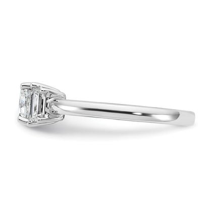14K White Gold 1 3/8 carat Lab Grown Diamond VS+ F+ Cushion and Half Moon Complete Three Stone Engagement Ring