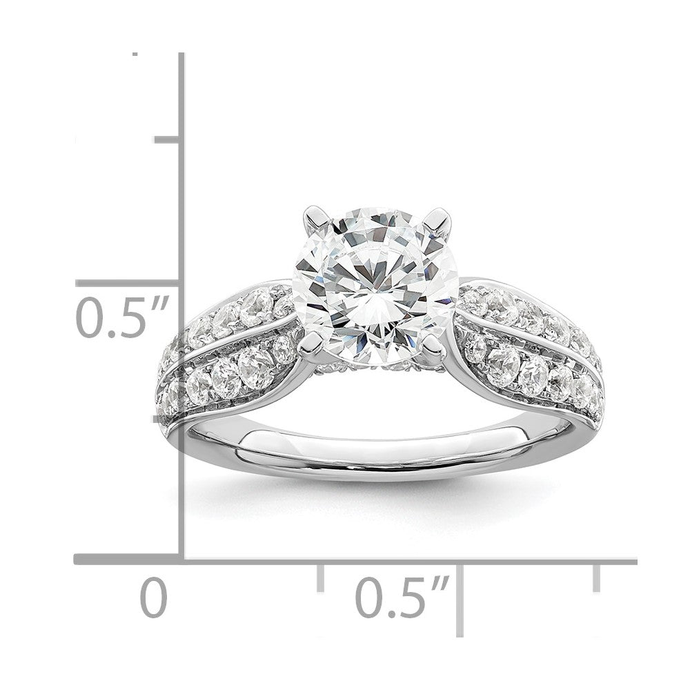 14K White Gold 2 1/8 carat Lab Grown Diamond VS/SI+ G+ Round Certified Complete Engagement Ring