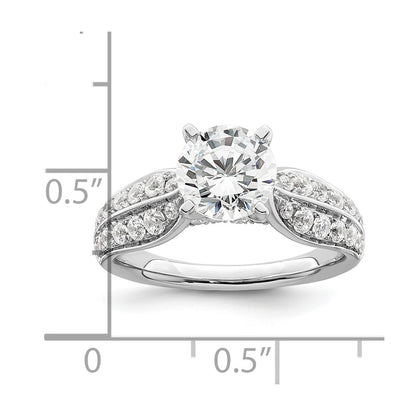 14K White Gold 2 1/8 carat Lab Grown Diamond VS/SI+ G+ Round Certified Complete Engagement Ring