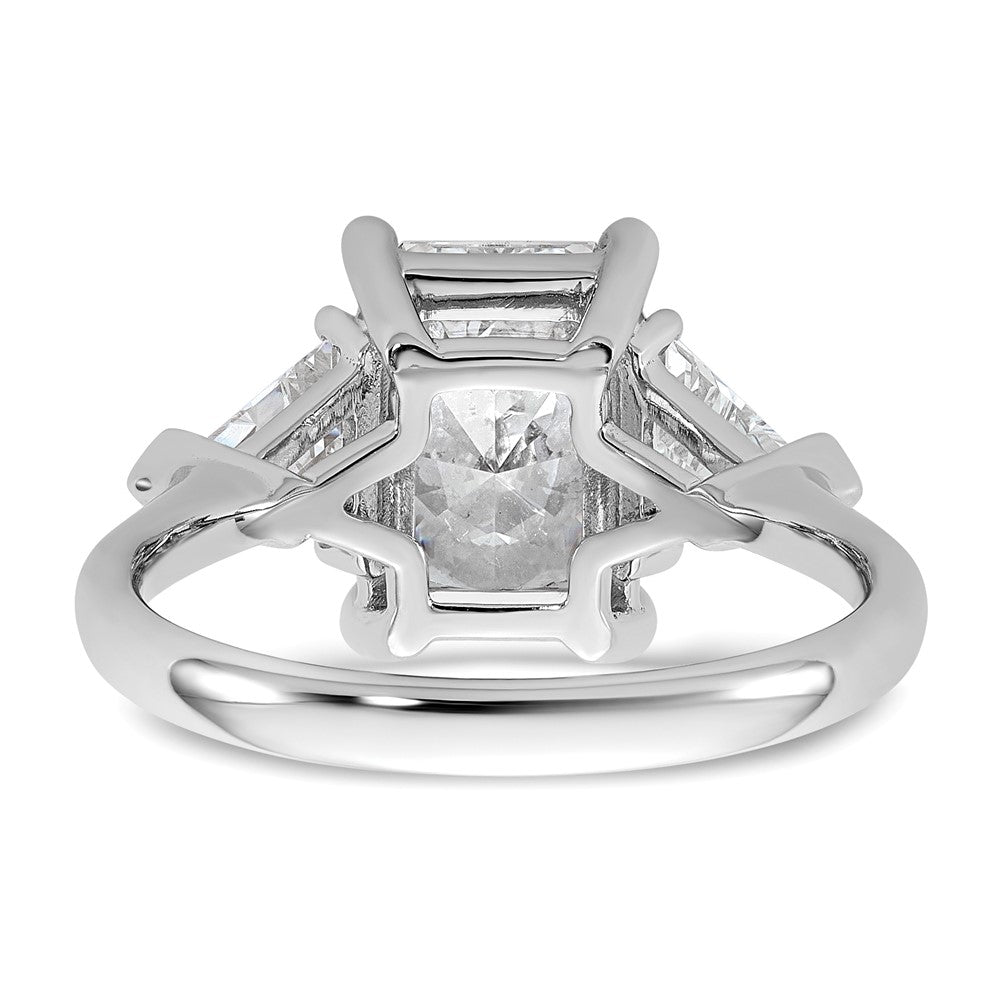 14K White Gold 5/8 carat Lab Grown Diamond VS/SI+ G+ Triangle 3 carat Radiant Center Semi Mount Three Stone Engagement Ring