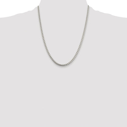Sterling Silver Rhodium-plated 3.6mm Round Box 22 Inch Chain