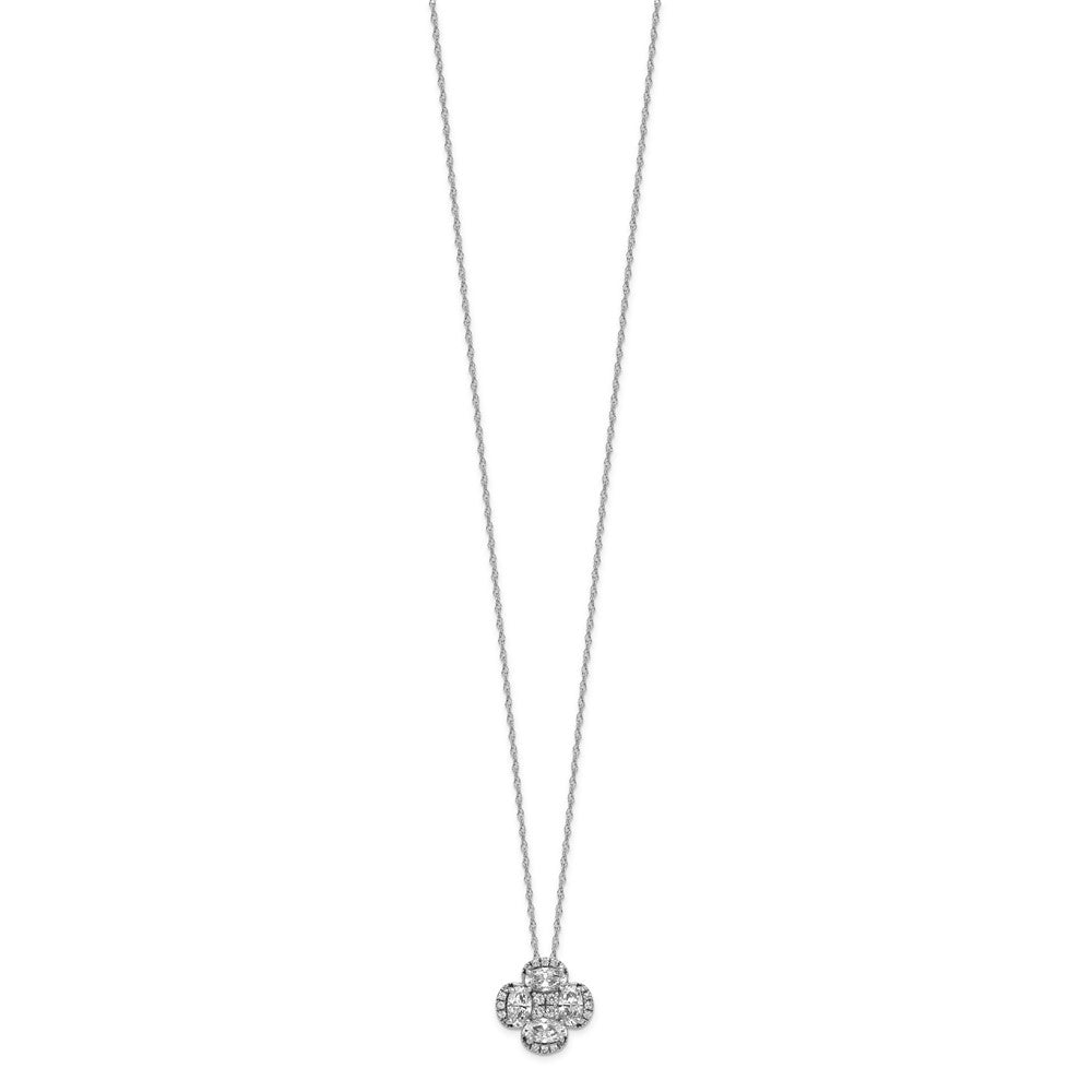 14K White Gold Lab Grown VS/SI+ G+ Diamond Cluster Pendant with Chain
