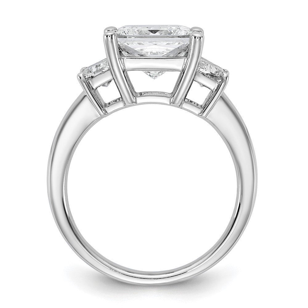14K White Gold 1 carat Lab Grown Diamond VS+ F+ Trapezoid 3 carat Princess Center Semi Mount Three Stone Engagement Ring