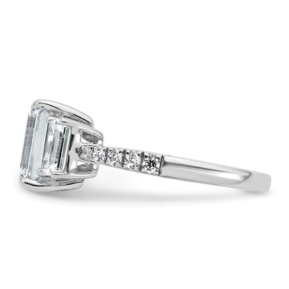 14K White Gold 3 3/8 carat Lab Grown Diamond VS/SI+ G+ Emerald Certified Complete 3-Stone Engagement Ring