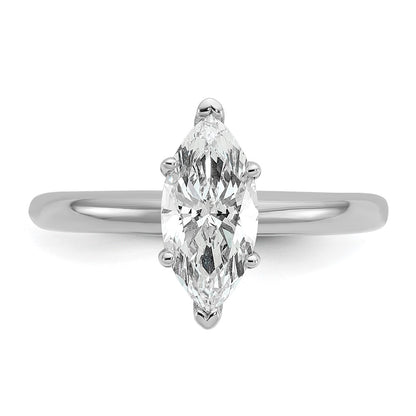 14K White Gold 1 carat Lab Grown Diamond VS+ F+ Marquise Solitaire Complete Engagement Ring