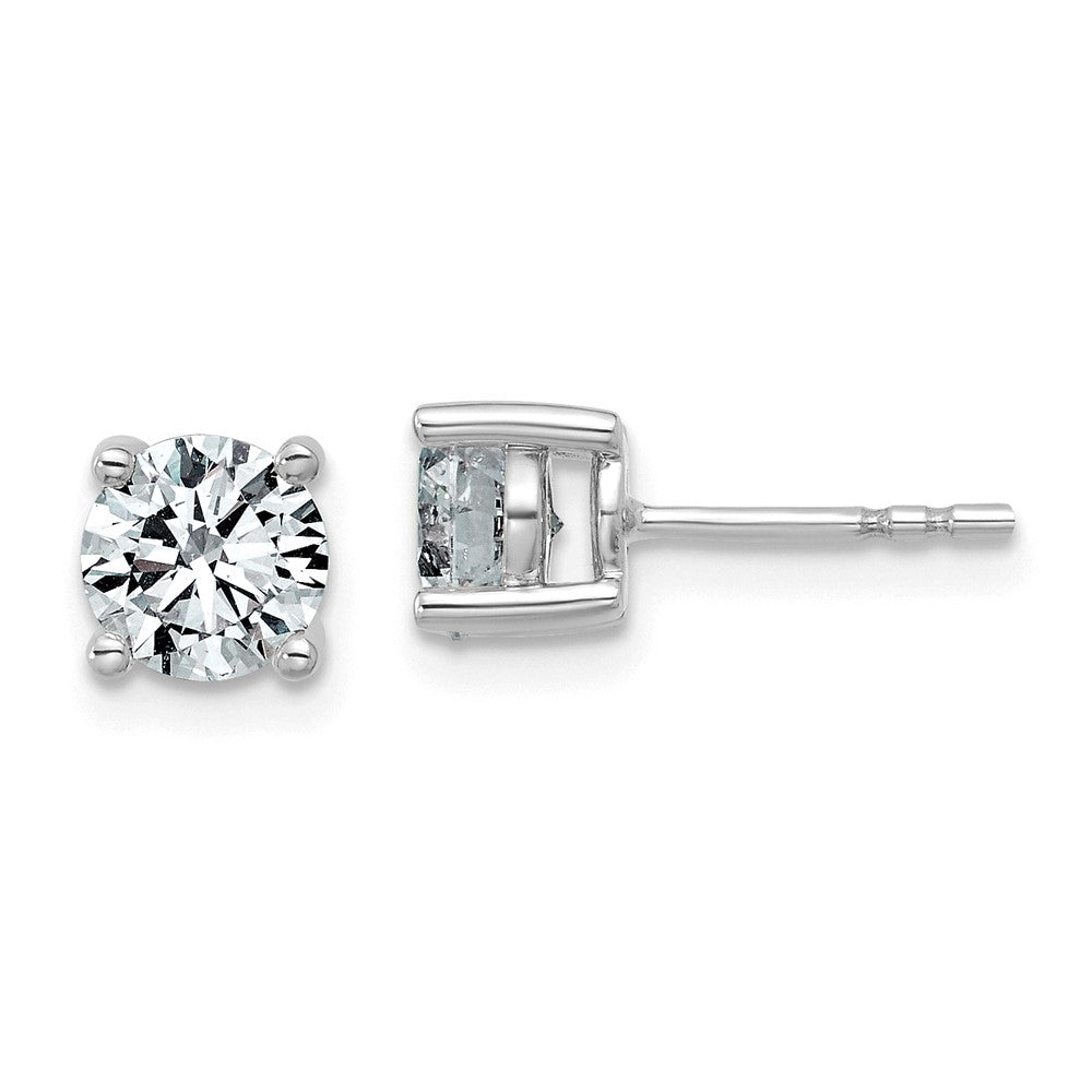 14K White Gold 1 1/2 carat Lab Grown Diamond VS/SI+ G+ Round Complete Four Prong Lightweight Stud Earrings