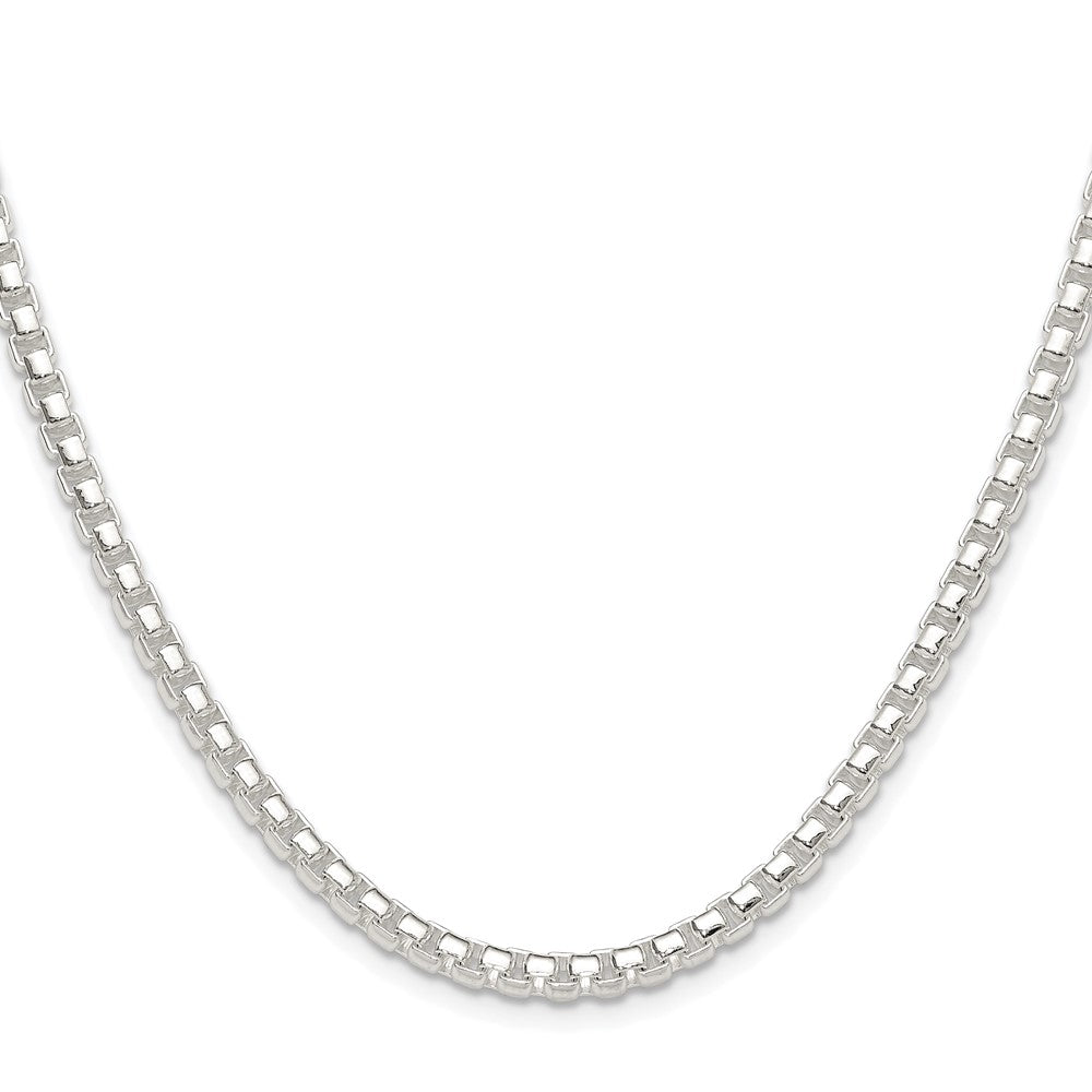 Sterling Silver Rhodium-plated Polished 4mm Round Box 26 Inch Chain