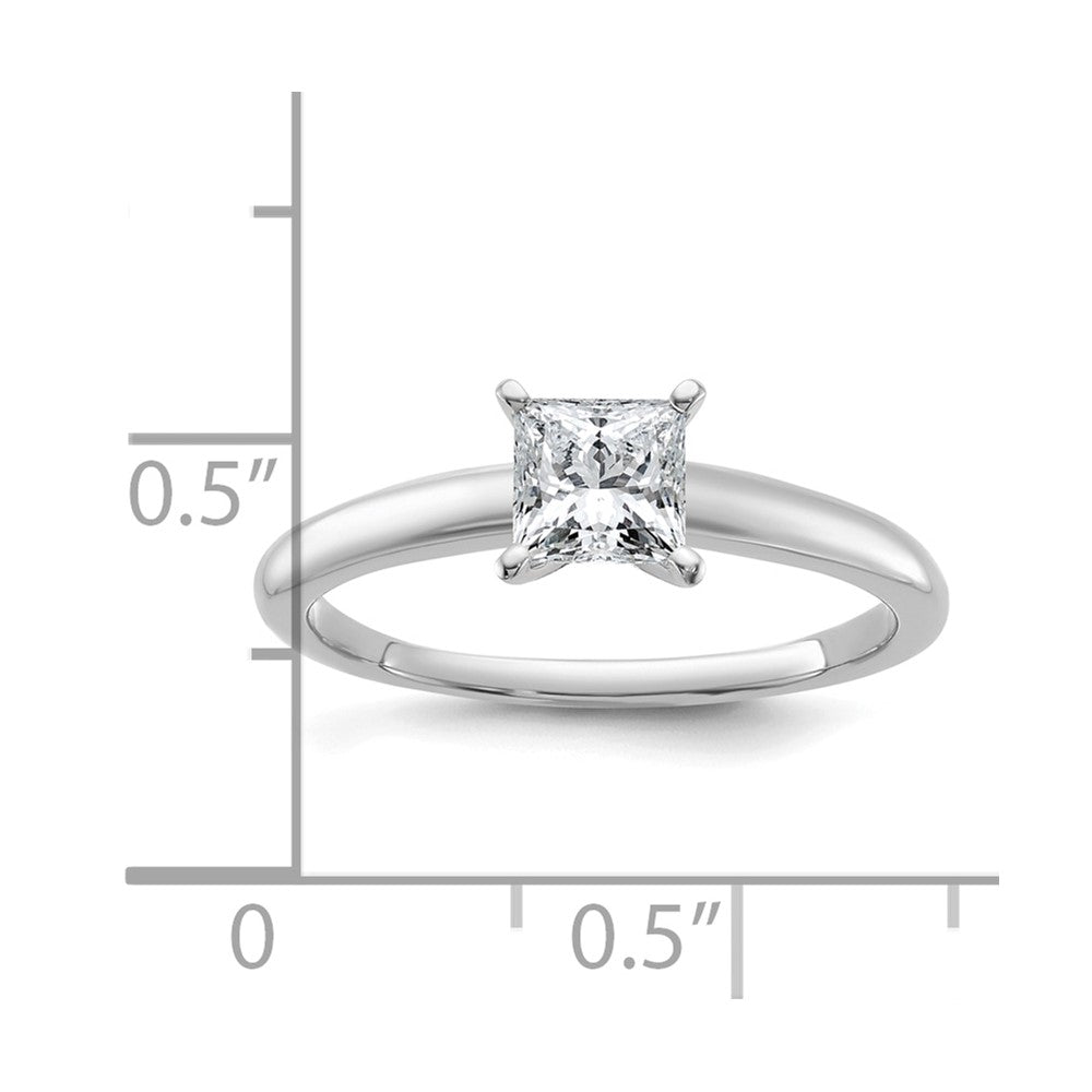 14K White Gold 3/4 carat Certified Lab Grown Diamond VS+ F+ Princess Complete Solitaire Engagement Ring