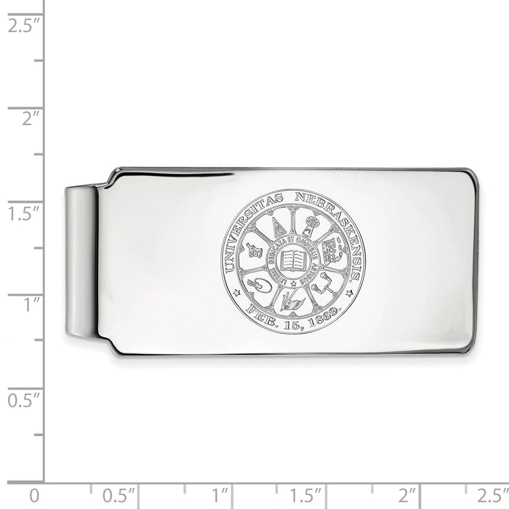 10K White Gold LogoArt University of Nebraska Crest Money Clip