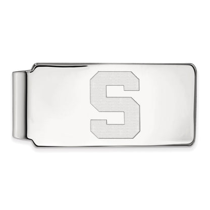 10K White Gold LogoArt Michigan State University Letter S Money Clip