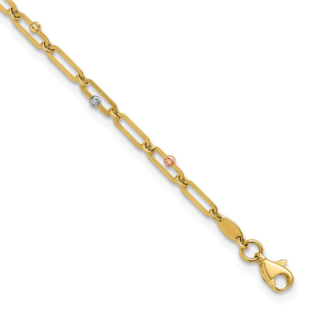 10K Tri-Color Gold Tri-color Polished and Diamond-cut 10in Anklet