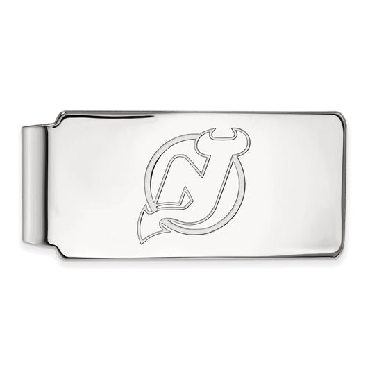 10K White Gold NHL LogoArt New Jersey Devils Money Clip