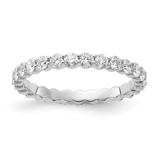 14K White Gold 1 carat Lab Grown Diamond VS+ F+ Round Complete Channel Set Size 4.5 Eternity Wedding Band Ring