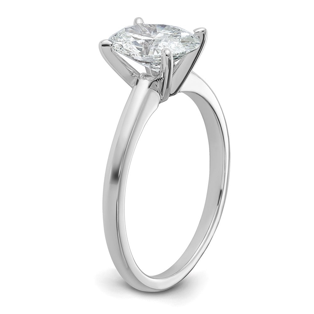 14K White Gold 1 1/2 carat Certified Lab Grown Diamond VS+ F+ Oval Complete Solitaire Engagement Ring