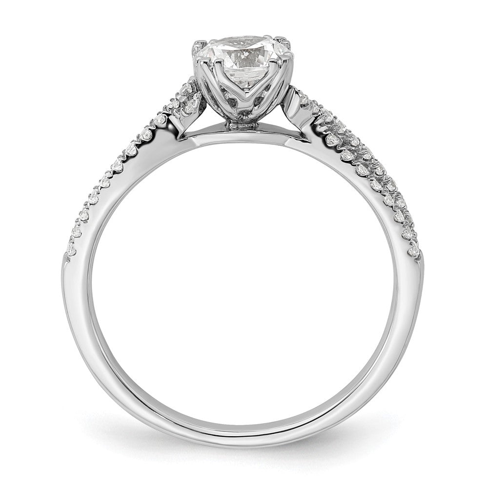 14K White Gold Criss-Cross (Holds 3/4 carat (5.8mm) Round Center) 1/5 carat Diamond Semi-Mount Engagement Ring