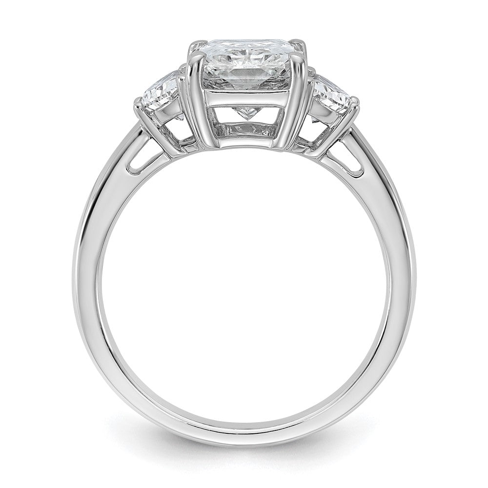 14K White Gold 5/8 carat Lab Grown Diamond VS/SI+ G+ Half Moon 2 1/2 carat Radiant Center Semi Mount Engagement Ring