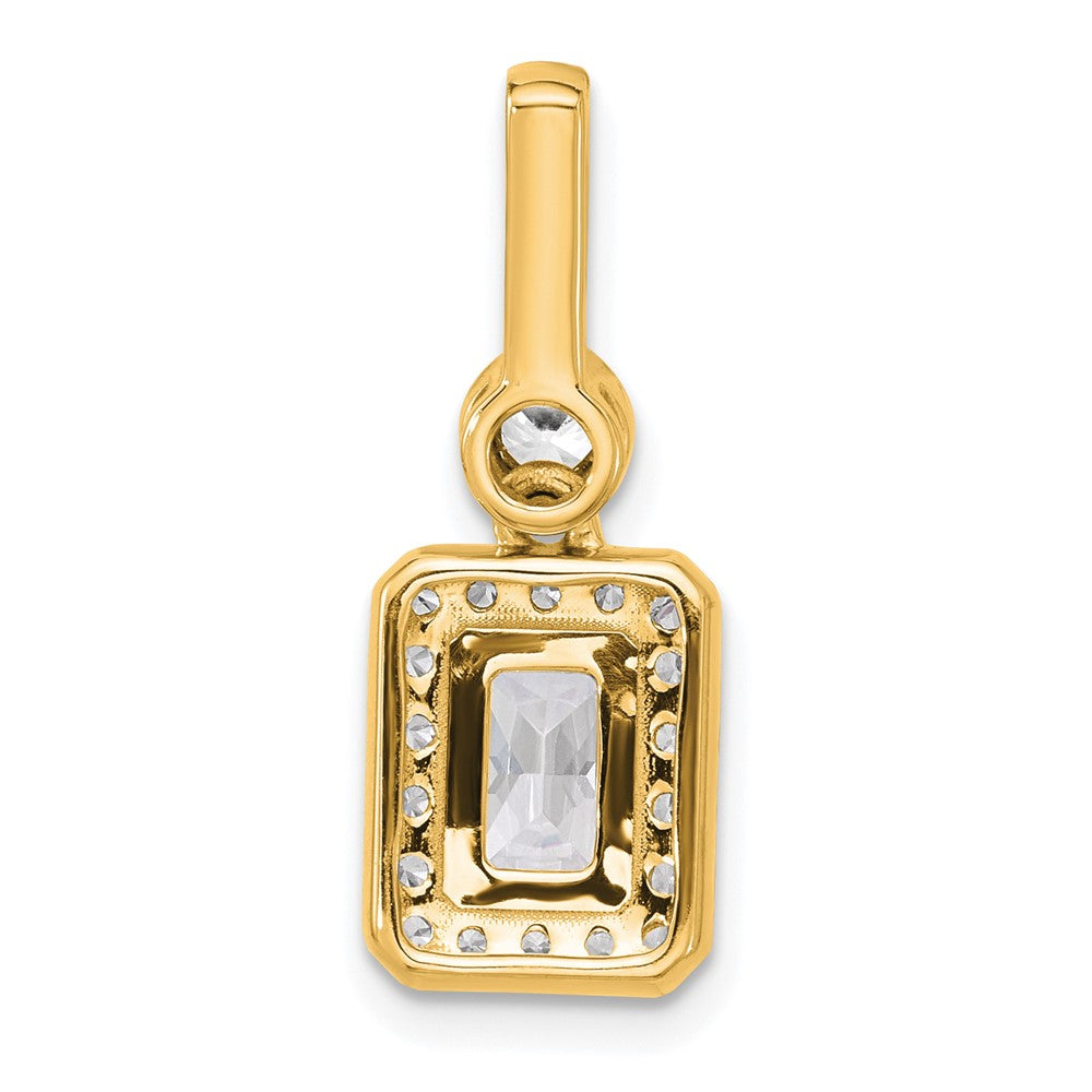 14K Yellow Gold 2 carat Lab Grown Diamond VS/SI+ G+ Radiant Complete Halo Pendant