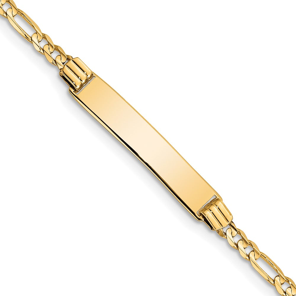 14K Yellow Gold Polished Solid Chain/Solid Plate Figaro Link 26x5mm Plate 5.5 Inch Baby/Child ID Bracelet