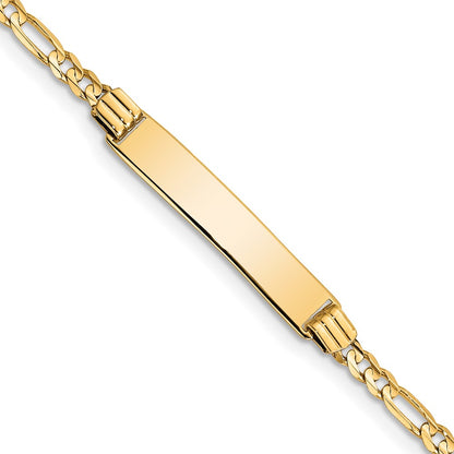 14K Yellow Gold Polished Solid Chain/Solid Plate Figaro Link 26x5mm Plate 5.5 Inch Baby/Child ID Bracelet