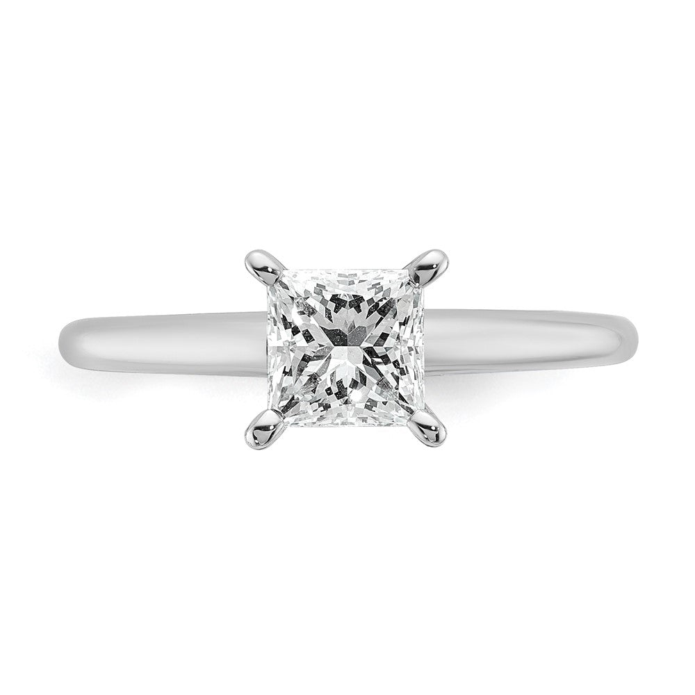 14K White Gold 1 carat Certified Lab Grown Diamond VS+ F+ Princess Complete Solitaire Engagement Ring