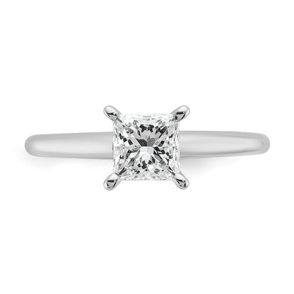 14K White Gold 1 carat Certified Lab Grown Diamond VS+ F+ Princess Complete Solitaire Engagement Ring