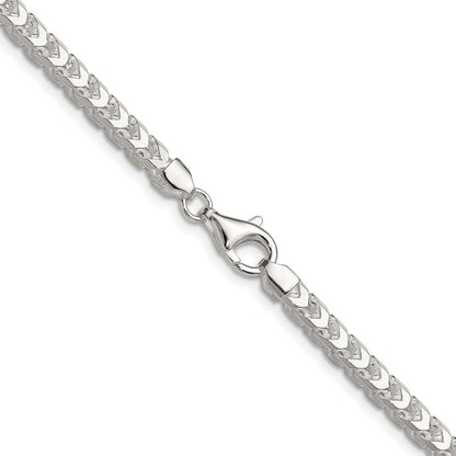 Sterling Silver 4.7mm D/C Square Franco 24 Inch Chain