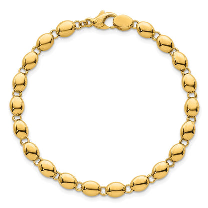 14K Yellow Gold Polished 5.25mm Round Fancy Beaded 7.25 Inch Bracelet