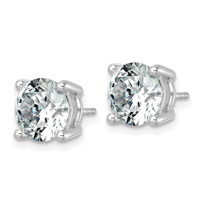 14K White Gold 6 carat Lab Grown Diamond VS/SI+ G+ Round Complete Four Prong Lightweight Stud Earrings