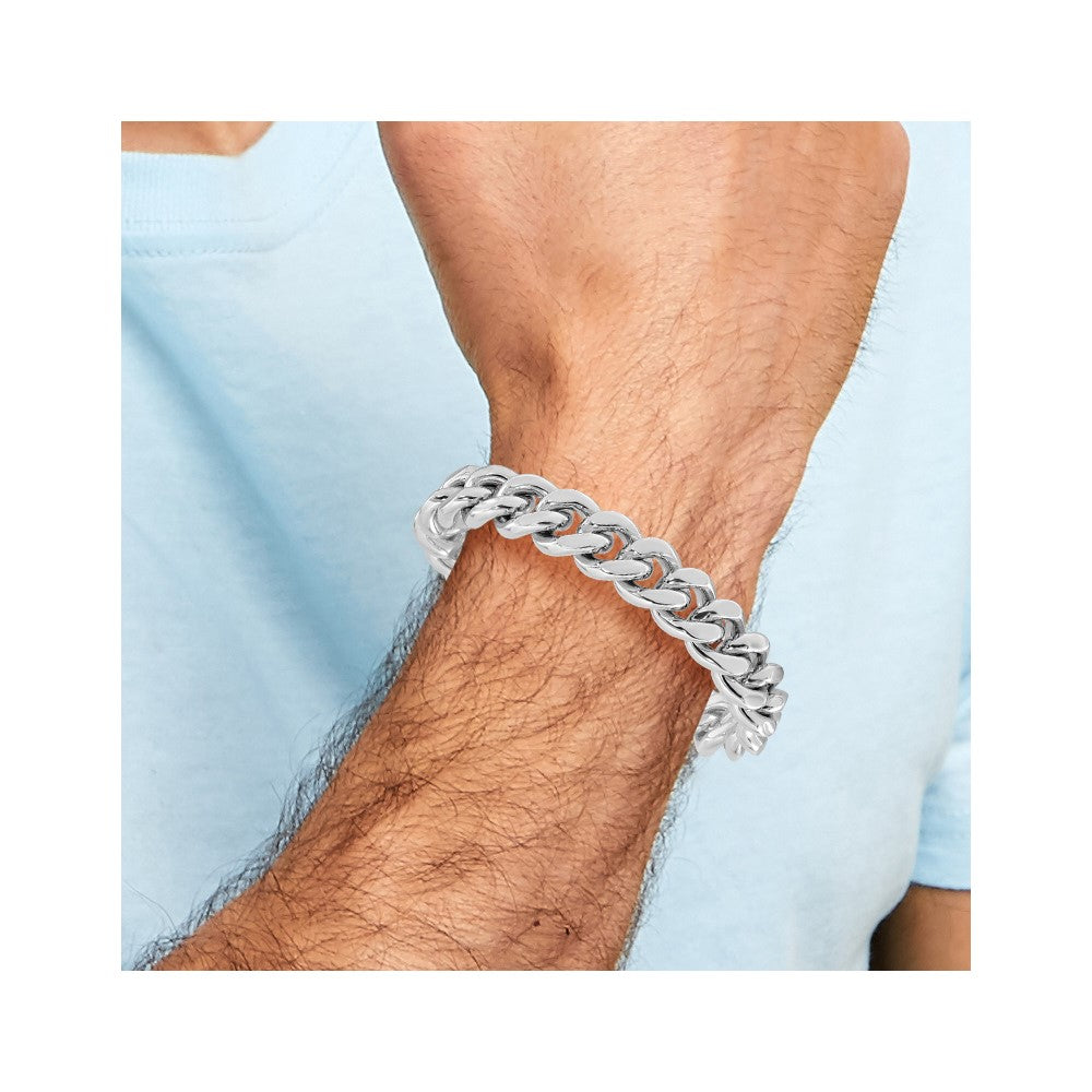 Sterling Silver Rhodium-plated Curb Link Men's 8.5in Bracelet