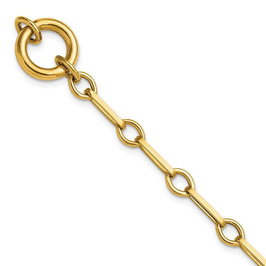 14K Yellow Gold Polished Fancy Long Link with Circle 7.75 Inch Bracelet