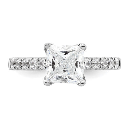 True Origin 14K White Gold 3/8 carat Lab Grown Diamond VS+ F+ Semi-Mount Princess Engagement Ring