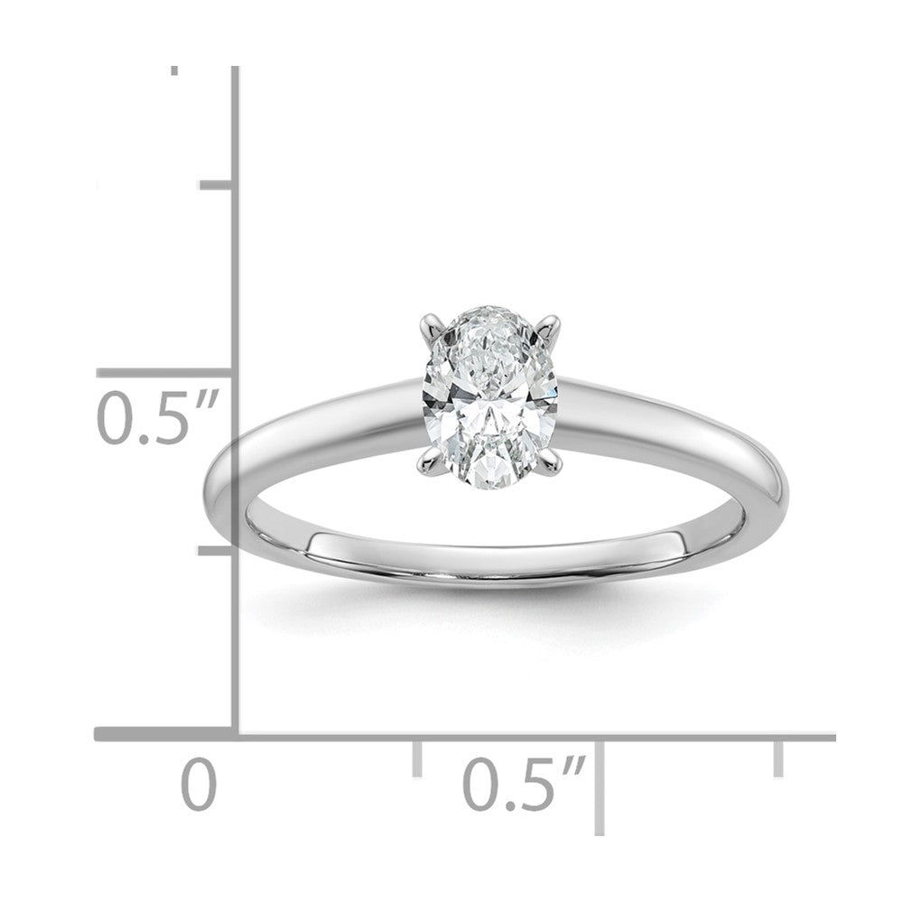 14K White Gold 1/2 carat Lab Grown Diamond VS+ F+ Oval Complete Solitaire Engagement Ring