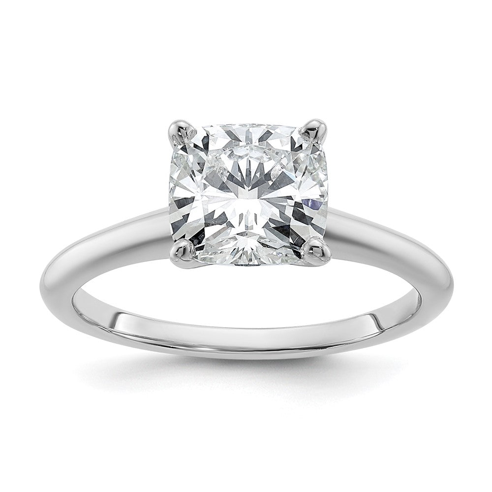 14K White Gold 2 carat Certified Lab Grown Diamond VS/SI+ G+ Cushion Complete Solitaire Engagement Ring