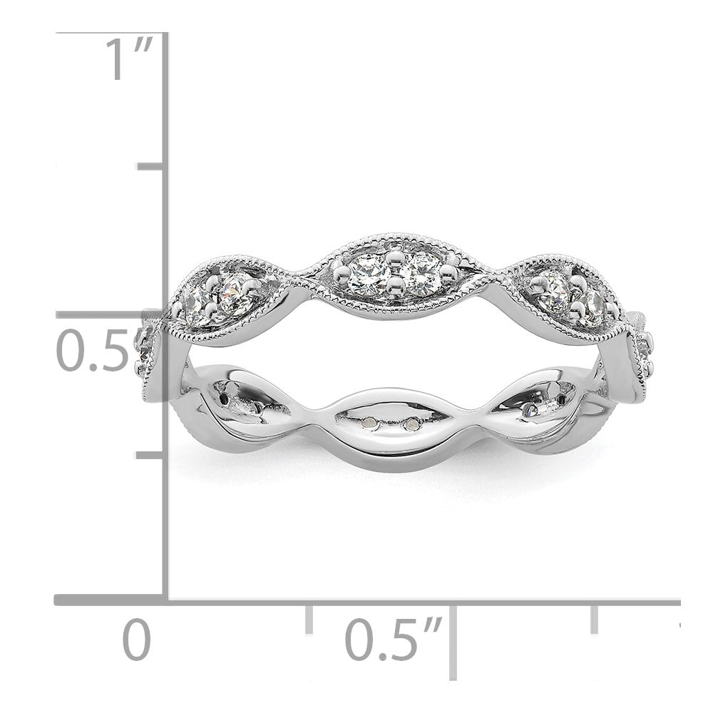 14K White Gold Polished Size 8.5 Vintage Pave 1/2 carat Diamond Complete Eternity Wedding Band Ring